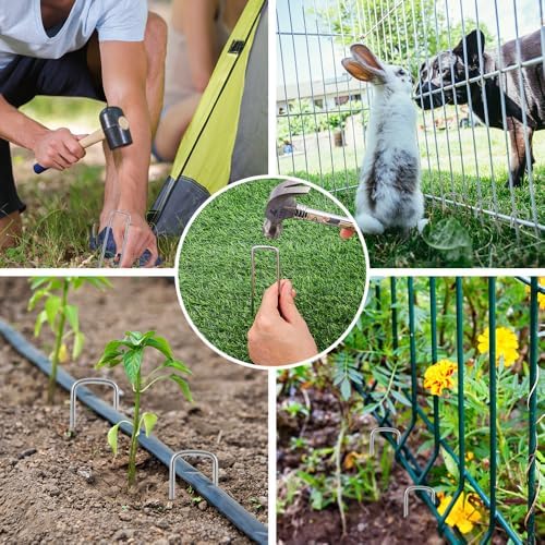 HongWay 50 Pack Landscape Staples, 8 Gauge Thickened Garden Stakes