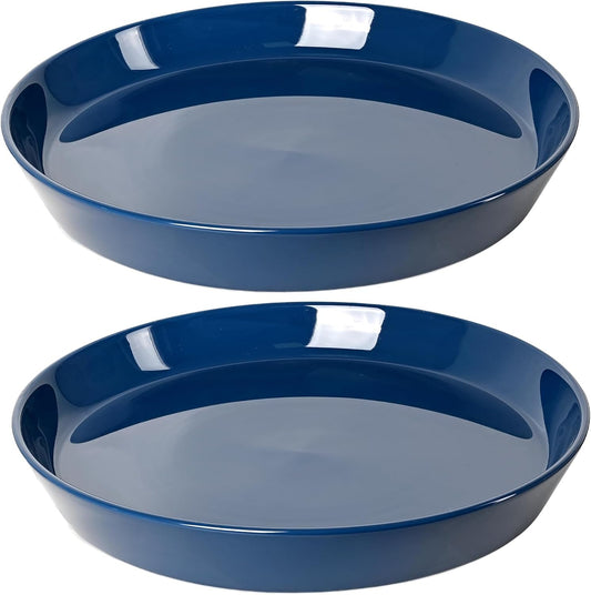 2 Pack 8 Inch Flower Pot Saucers - 9 Inch (8.7 Inch) Ceramic Plant Saucer for Outdoors & Indoors - Glazed Ceramic Plant Pot Trays for Water Drainage - Durable & Stylish Round Plant Tray