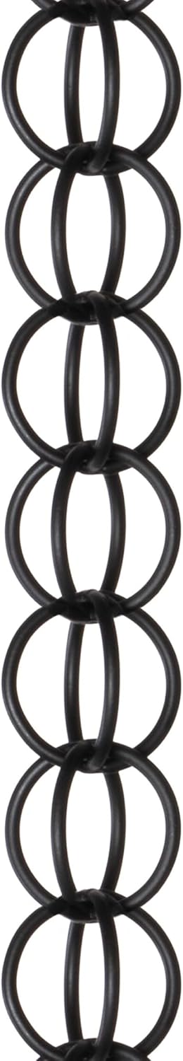 Monarch Rain Chains Aluminum Ring Rain Chain, 8.5 ft Black Powder Coated Aluminum Decorative Rain Catcher Chain for Gutters, Black Aluminum Rain Gutter Replacement Downspout