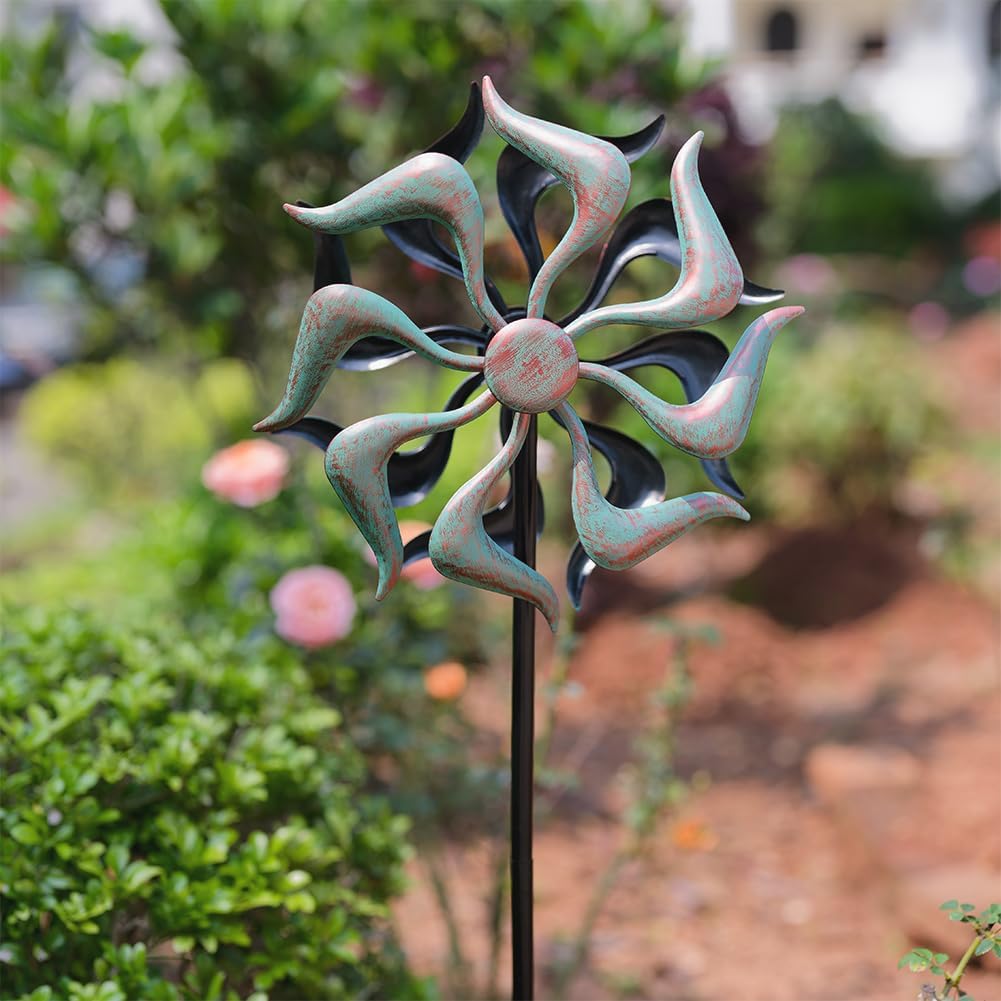 Stargarden Wind Spinners Outdoor, Metal Wind Spinner, Kinetic Wind Sculptures & Spinners, Decorative Pinwheels Double Windmill for Yard, Garden Decor-51 * 11.8 Inch