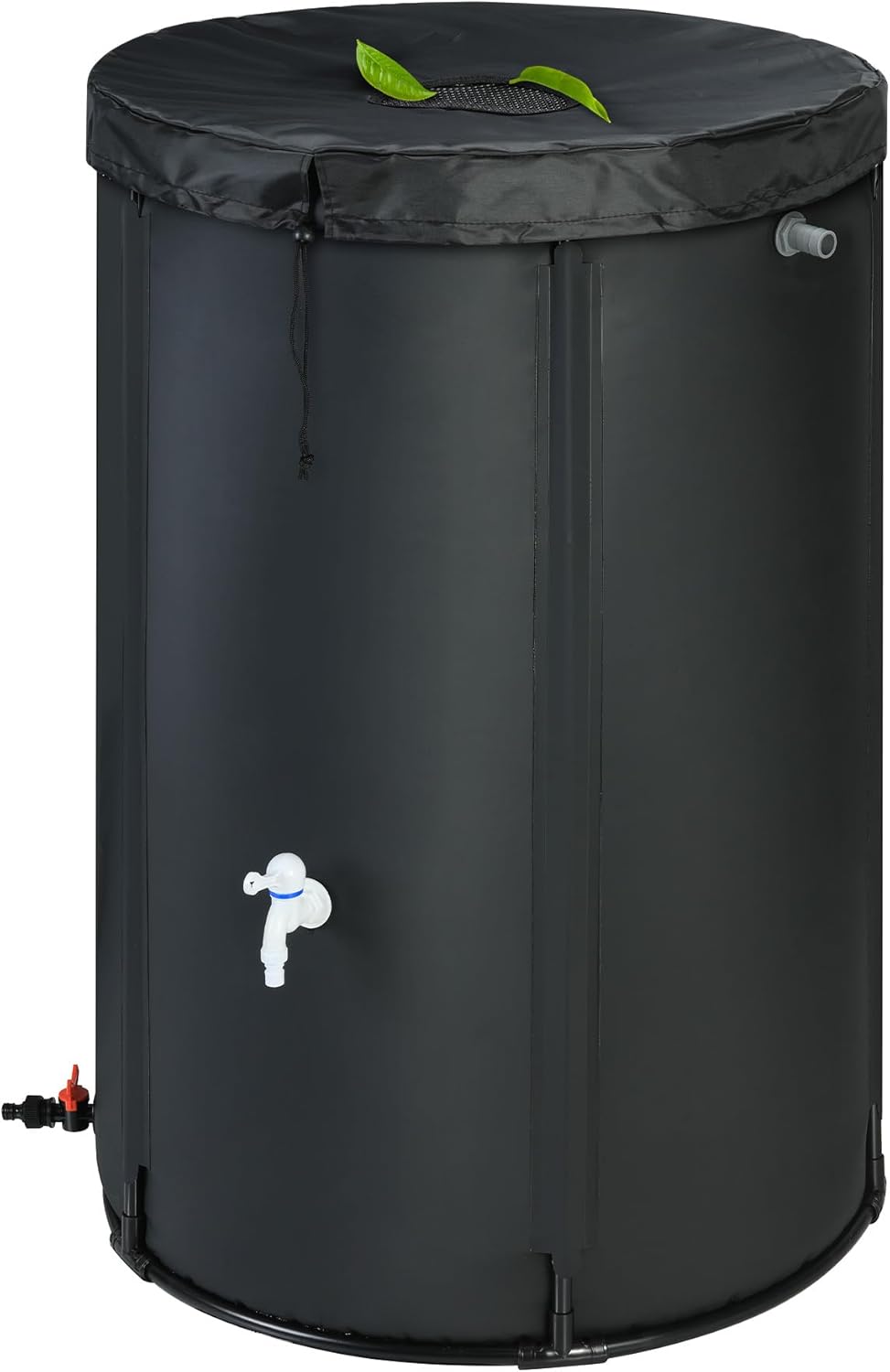 Upgraded 100 Gallon Rain Barrel Water Tank - Portable Rain Water Collection Barrel - Large Water Storage Tank - Stable Water Barrels Rain Catcher with Spigot Overflow Kit, Black