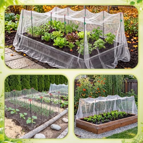 Metal Garden Netting Kit for Raised Bed, 10x20ft Fine Mesh Netting
