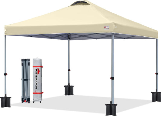 MASTERCANOPY Durable Pop-up Canopy Tent with Roller Bag (8x8, Beige)