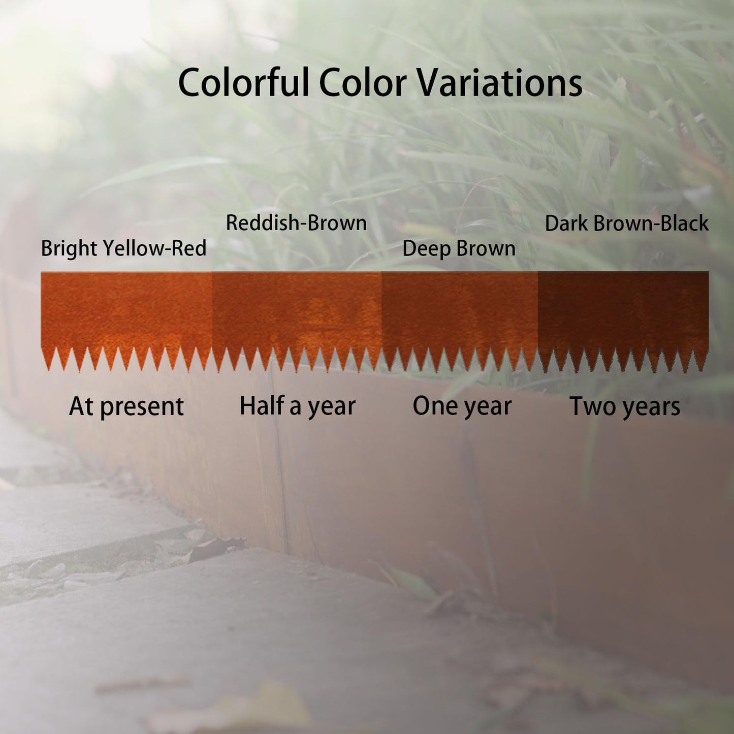 Corten Steel Landscape Edging, 40" L x 6" H, 18 GA Thickness, 12 Pack + 13 Stakes, Enhance Garden, Yard, Park, Lawn, Plants & Vegetables w/Long-Lasting Rust-Finish Cor-Ten Edging