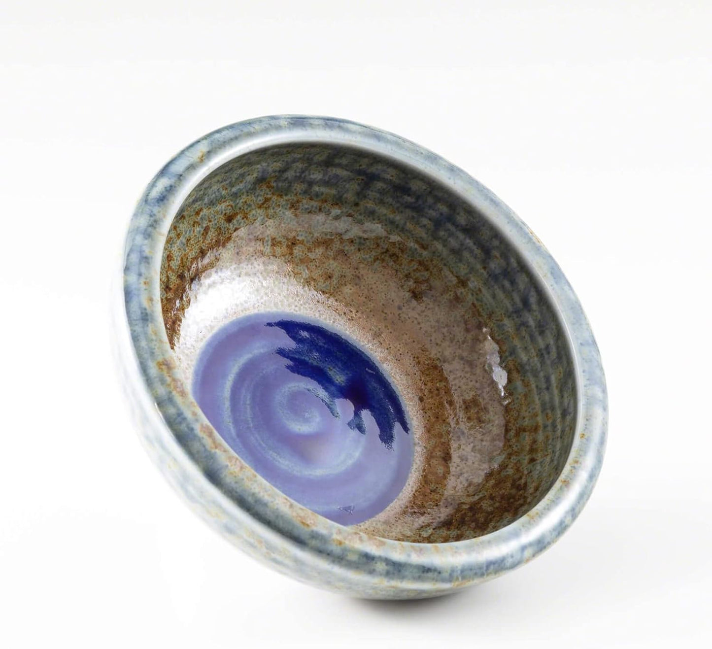 Wazakura Minoyaki Series Small Round Glazed Ikebana Flower Vase Made in Japan, Handpainted Floral Arrangement Pottery Supplies - Brown and Blue