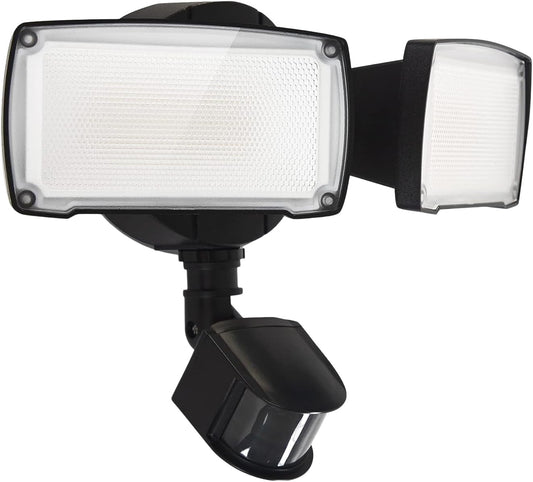 UME 19W LED Flood Light Motion Sensor Outdoor, 2 Adjustable Head, 2000LM, 5000K, IP65 Waterproof, Dusk to Dawn Security Light with Photocell for Exterior,Outside,Garage,House(Black)