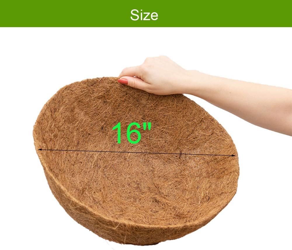 Coco Liners for Planters 16 Inch 2PCS Round Shape Coco Liner Coir Fiber Replacement Liner for Wall Basket Planters