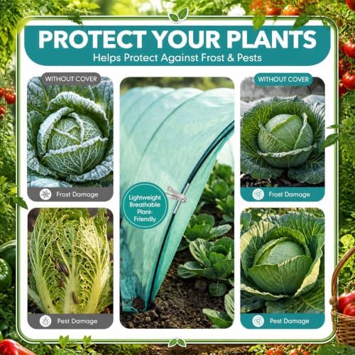 Frost Cloth Kit 10x33 ft Plant Cover Freeze Protection, Green