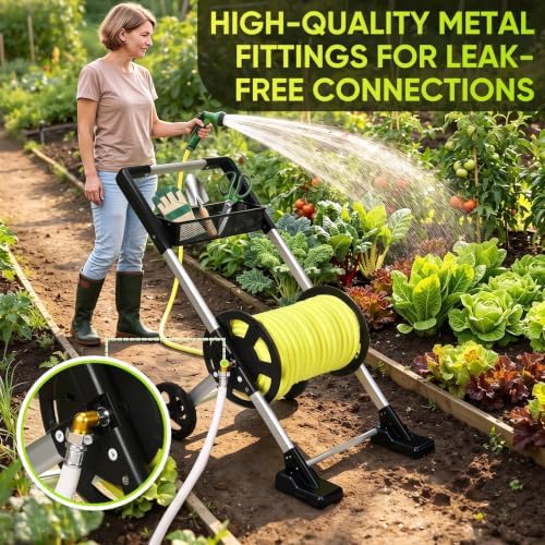 Garden Hose Reel Cart, Outdoor Hose Reel Cart with Wheels