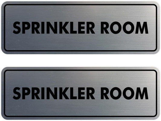 Signs ByLITA Standard Sprinkler Room Sign (Brushed Silver) - Small 2 Pack