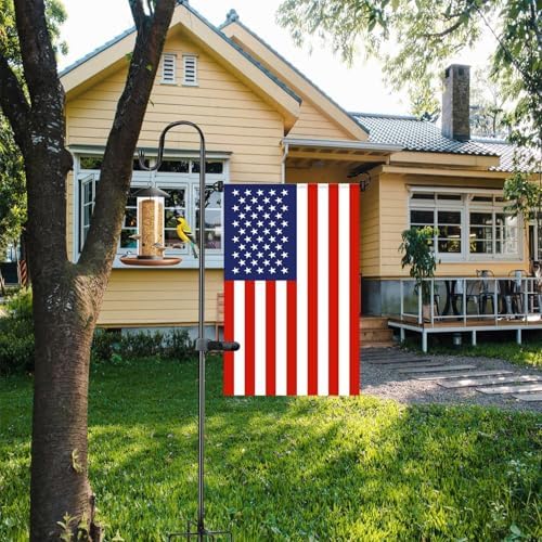 Garden Flag Stand and Shepherd Hook,76 Inch Garden Flag Pole Holder with one Tiger Clip and two Spring Stoppers for Bird-Feeder Lantern Plant-Hook Garden-Stake Seasonal Flags 1 Pack