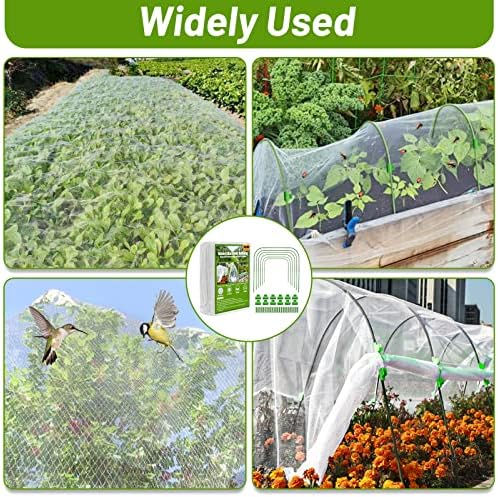 67pcs Garden Mesh Netting Kit, 6 Sets Wide Garden Hoops with Garden Covers