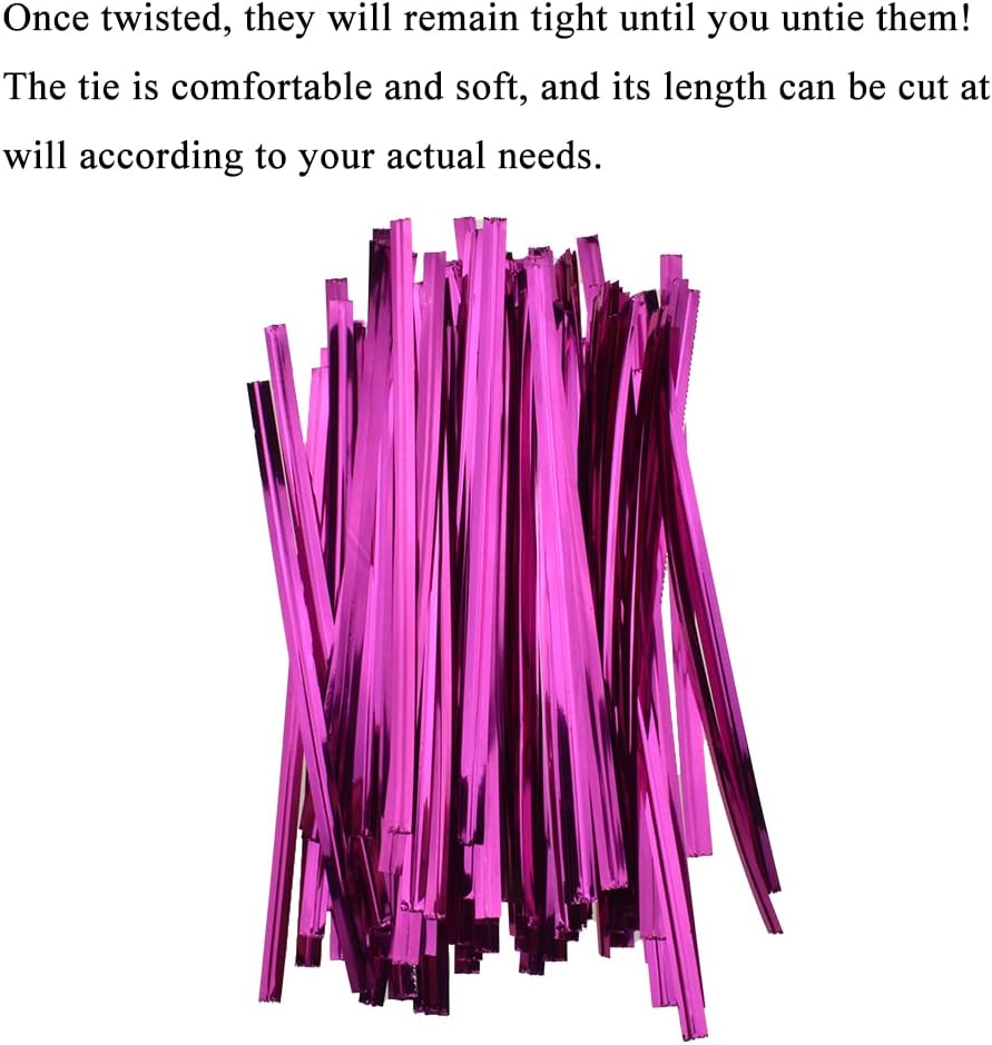 HAHIYO 300Pcs 4 inches Rose Red Metal Twist Ties Bread Candy Coffee Bag Ties Plant Garden Twist Ties for Cellophane Treat Bags Gift Wraping Bags Plastic Bags Halloween Party Cake Present Art Crafts