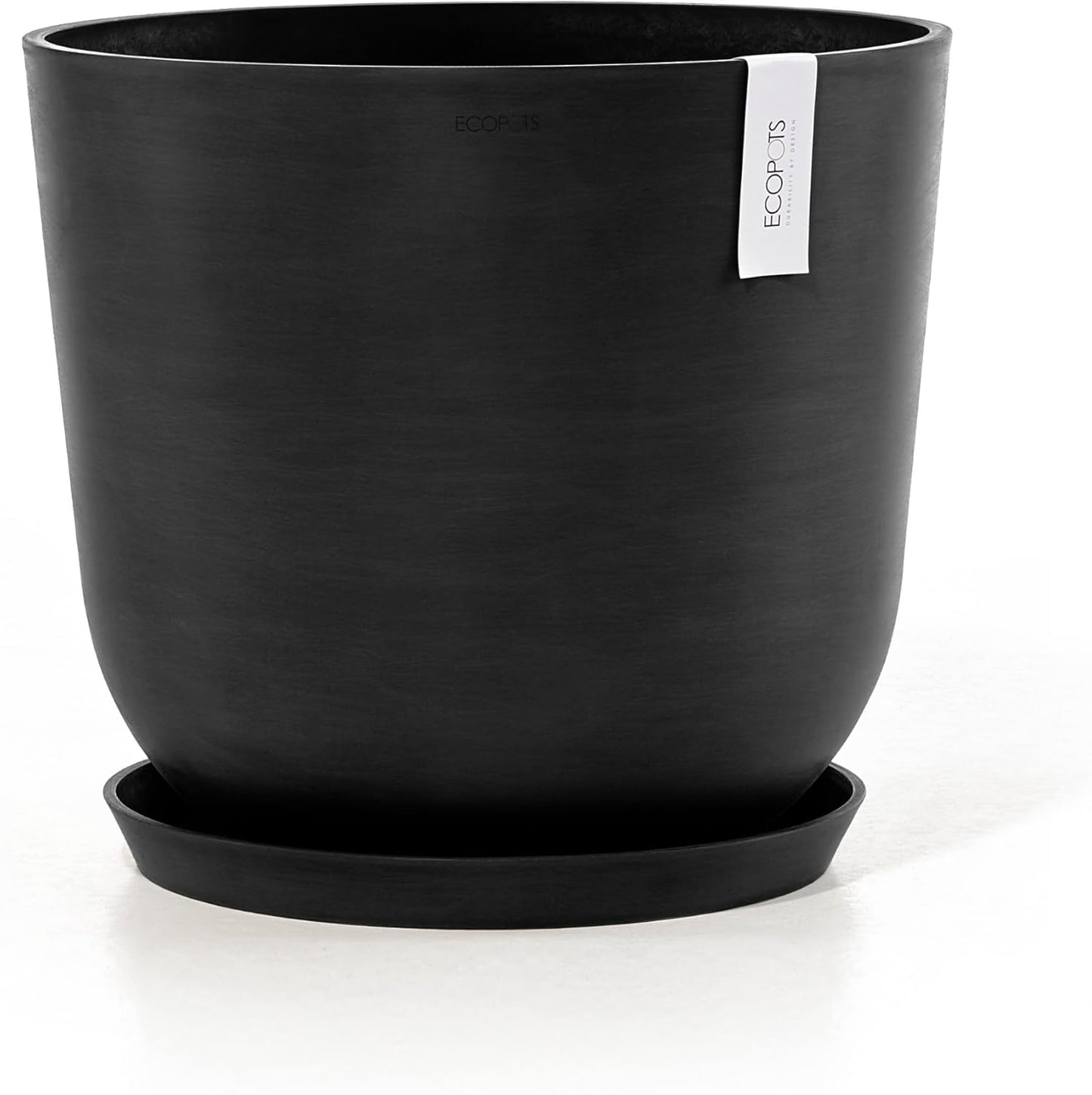 Ecopots Oslo Durable Modern Round Indoor/Outdoor Recycled-Based Composite Flower Pot Planter, Dark Grey, 17.75"