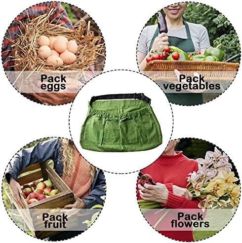 codree Harvest Apron for Garden Vegetable-Adjustable Harvest Picking Apron with 4 Pockets for Gardeners Pick Fruit Weeding