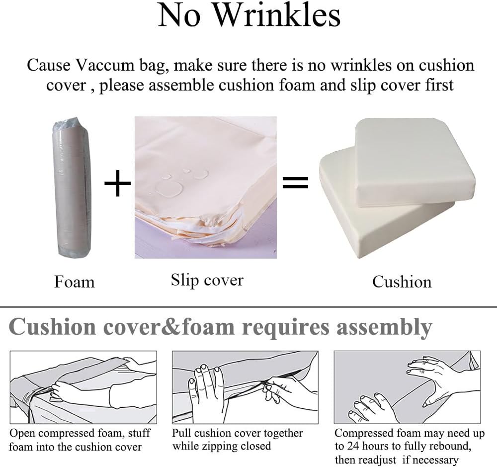 Patio Chair Cushions Non Slip Bottom Chair Pad with Ties Waterproof Square Outdoor Seat Cushion Replacement for Garden Swing Furniture Set of 2 20 x 20 Inch, Beige