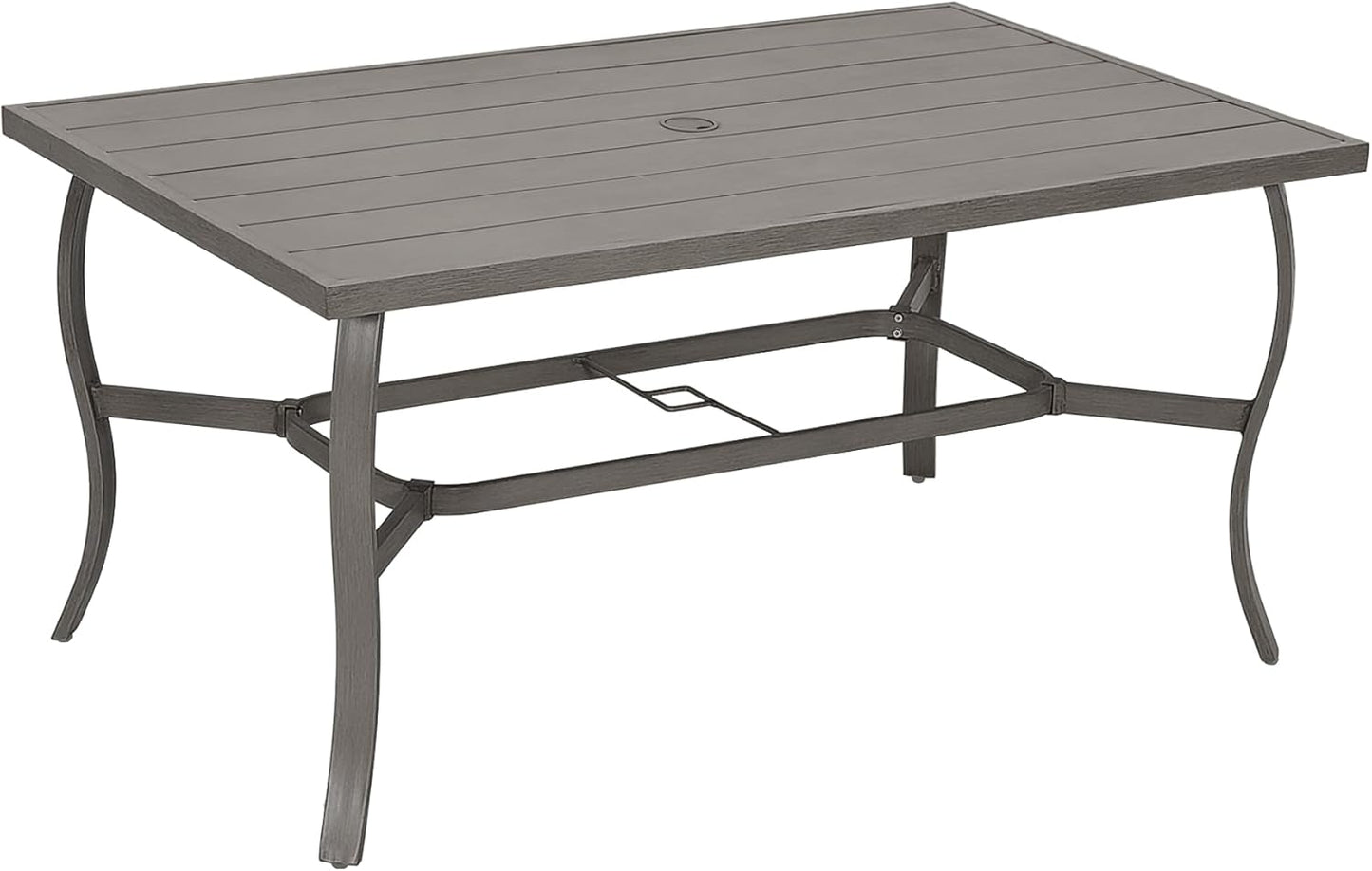 HAPPATIO Outdoor Dining Table for 6, Aluminum Rectangle Outdoor Dining Table with Umbrella Hole, All-Weather Aluminum Patio Dining Table for Garden Yard Poolside, Only Table, Grey