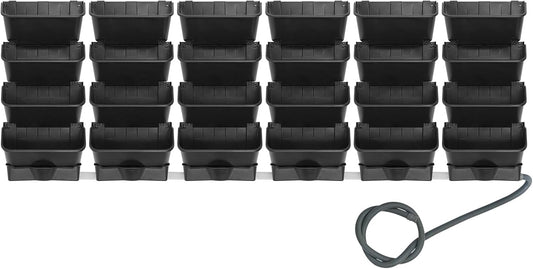 Vertical Wall Planter with 24 Pots, Hanging Garden Plant Flowerpot Holder, Stackable Wall-Mounted Planter, Balcony Planters for Flowers Vegetables Fruits (Black, 24 Pots+6 Drainage Planters&Pipe)