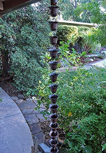 Nutshell Stores Flower Cups Rain Chain - Bronze - 14 Feet