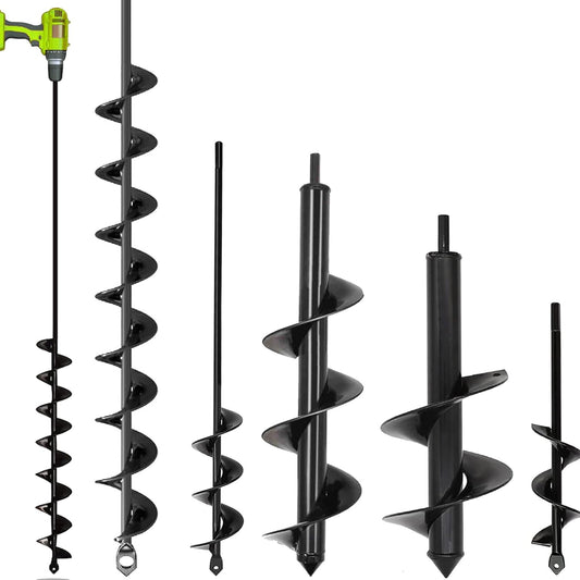 5 Set Auger Drill Bit for Planting,Heavy Duty Garden Auger Spiral Drill Bit Bulb Planter Tool for Planting Bedding Plants,Universal for Cordless Drill(1.6"x9",1.6"x16.5",3.5"x16",4"x12",2"x32")