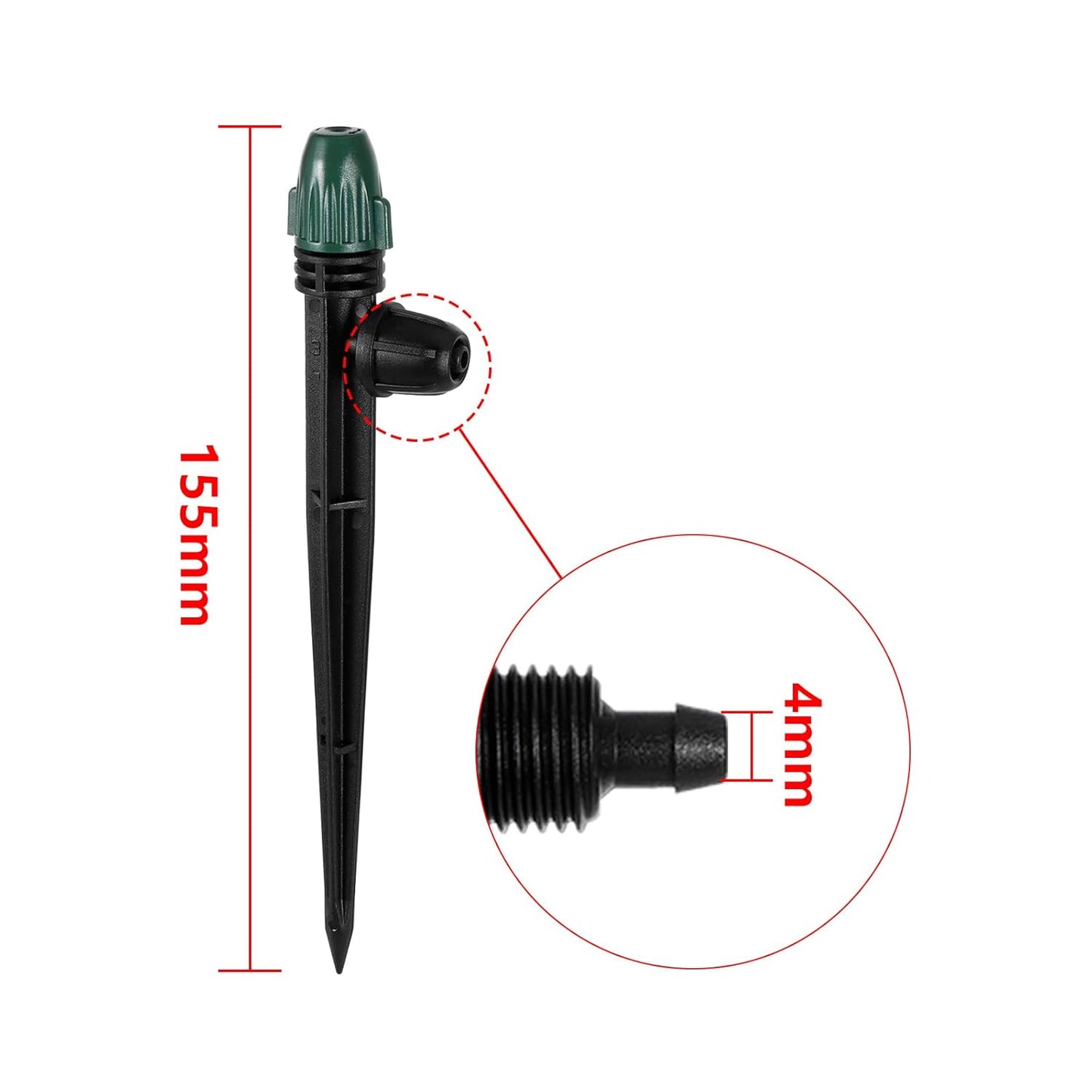 25PC Anti-Drop Drip Irrigation Spray,Lock Barbed Design Misting Drippers for 1/4" Irrigation Tubing,Adjustable 360 Degree Micro Spray on 6.3" Stake for Garden Watering System (25pc-Adjustable Emitter)