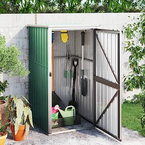 Large Grey Steel Garden Tool Shed - Outdoor Storage with Lockable Doors for Backyard & Garage - Durable, Weatherproof, Ideal for Garden Tools & Equipment Storage