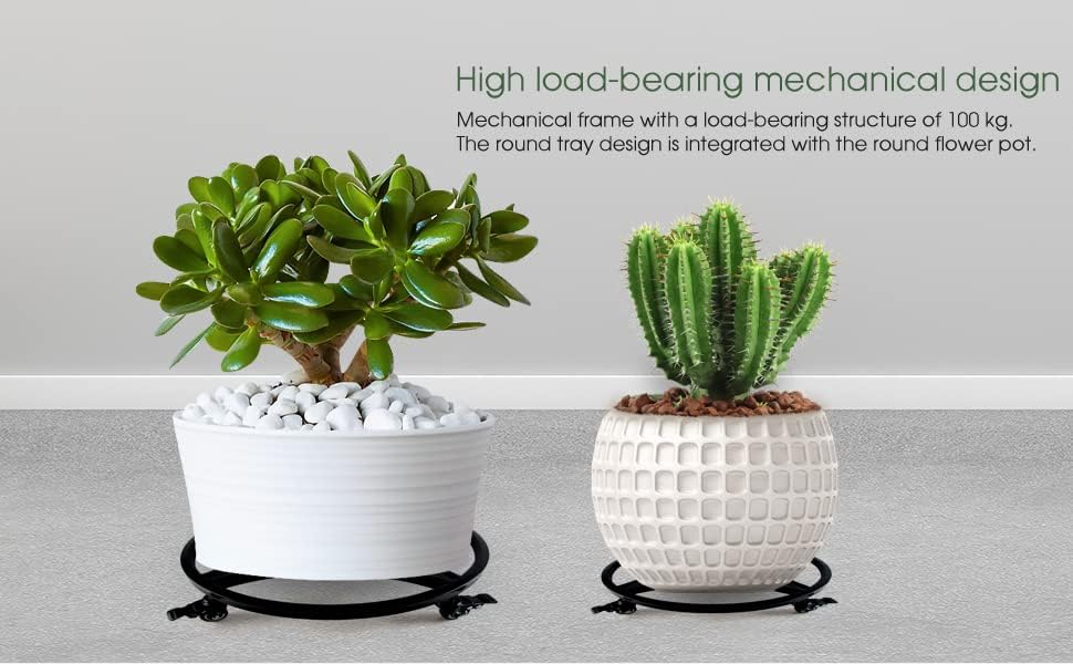 Zhongma 1 Pack Round Plant Caddy with Wheels, Dia.15"x3.5" H Easy Assembly