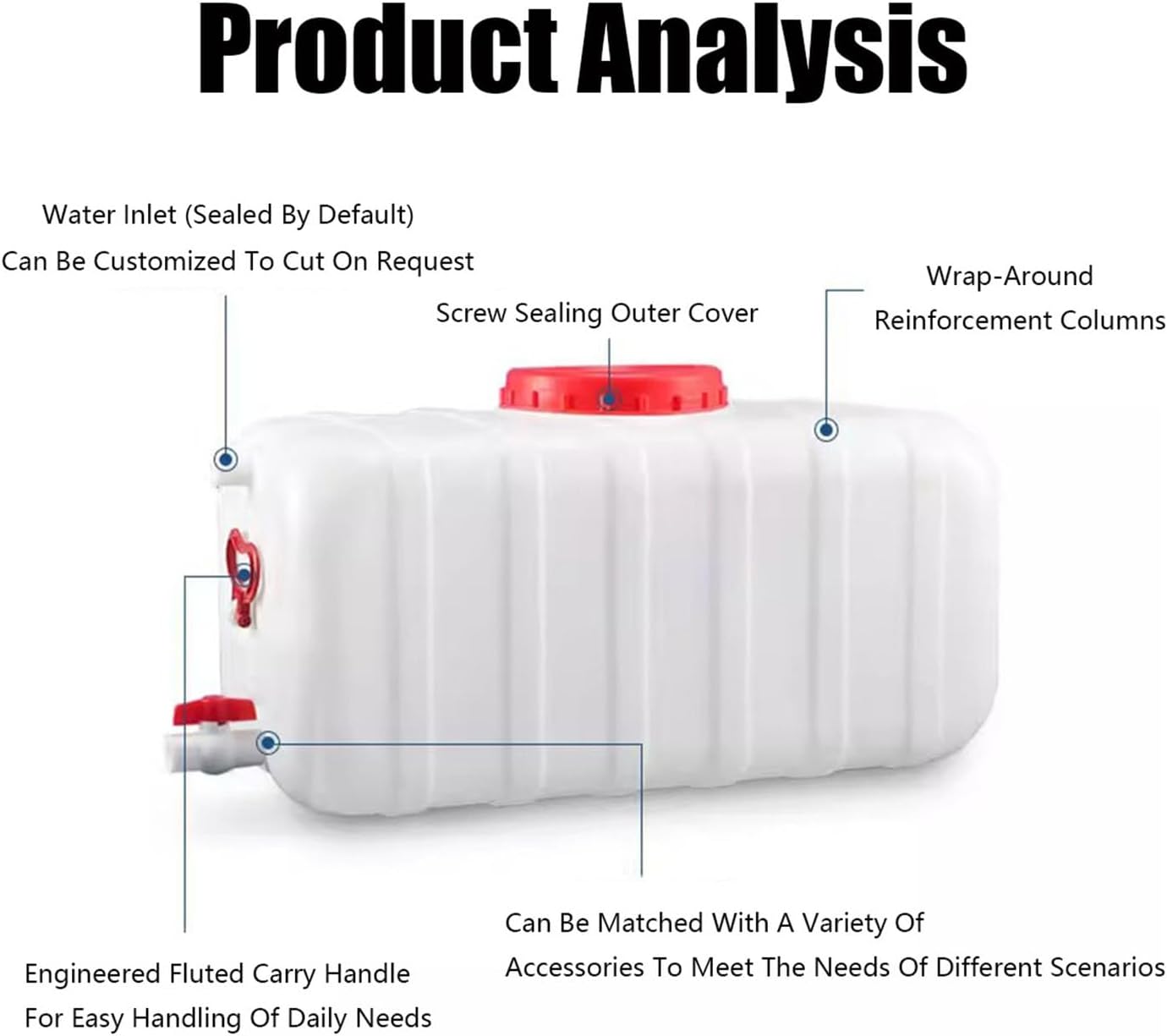 Plastic Water Storage Carrier with Tap 25L/35L/50L/80L/110L/200L Water Tank Dispenser Emergency Water Container for Camping Caravan Hiking Outdoor(Size:52.8Gal/200L)