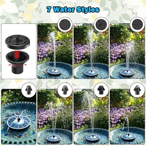 Yzert Solar Fountain 3.5W Glass, 7 Nozzles/4 Rods, No Battery, Bird Bath