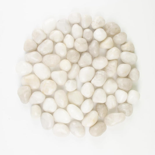Natural White River Pebbles - LOOIOOJ 20 Lbs Polished Decorative Rocks, 0.5-1 inch, for Aquariums, Gardens, and Indoor Plant Drainage (White, Weight: 20 LB)