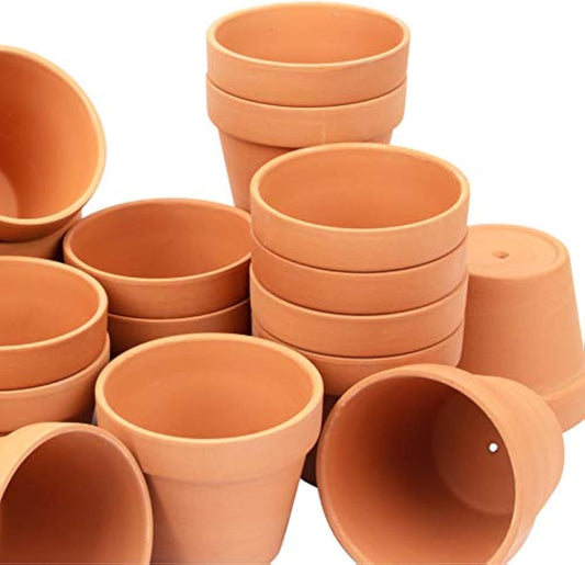 [26 Pack] 4" Planter Nursery Pots Clay Pots Terracotta Pot Clay Ceramic Pottery Planter Cactus Flower Pots Succulent Nursery Pots Garden Terra Cotta Pots with Drainage Hole (4")