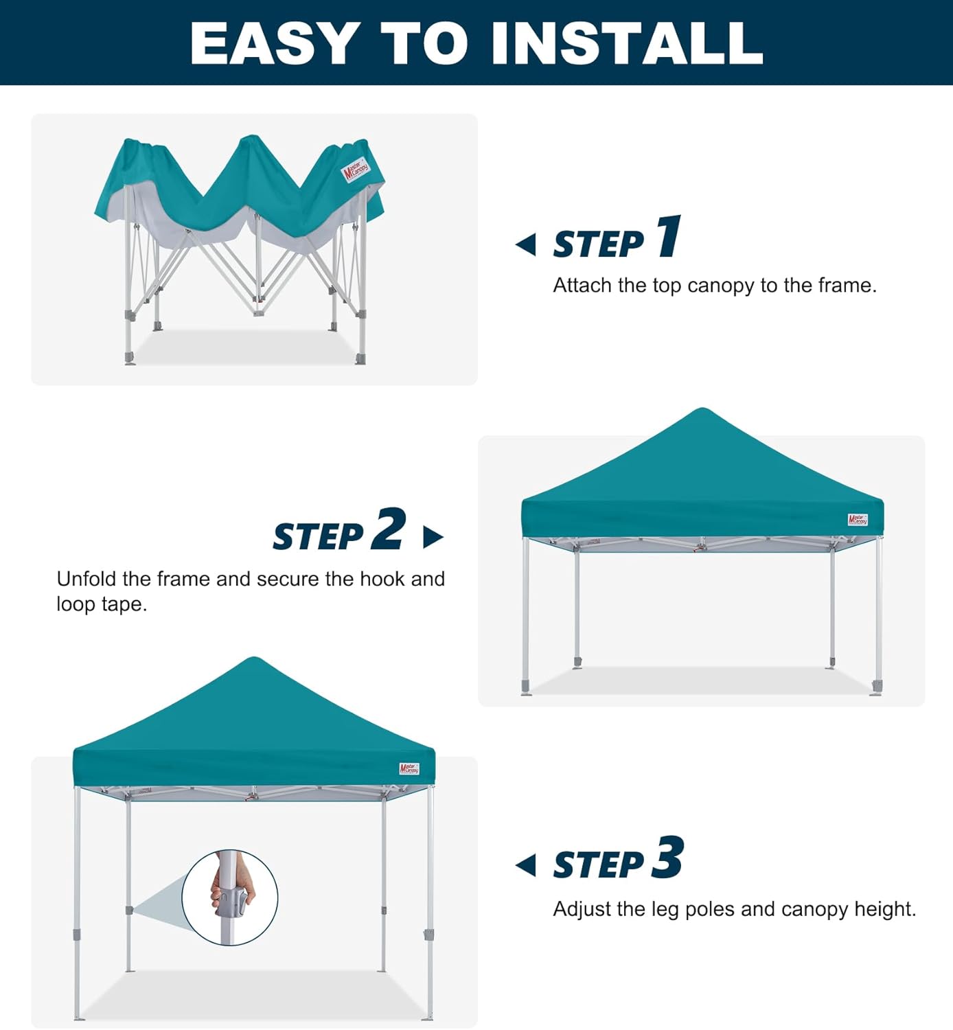MASTERCANOPY Pop Up Canopy Tent Commercial Grade 10x10 Instant Shelter (Turquoise)