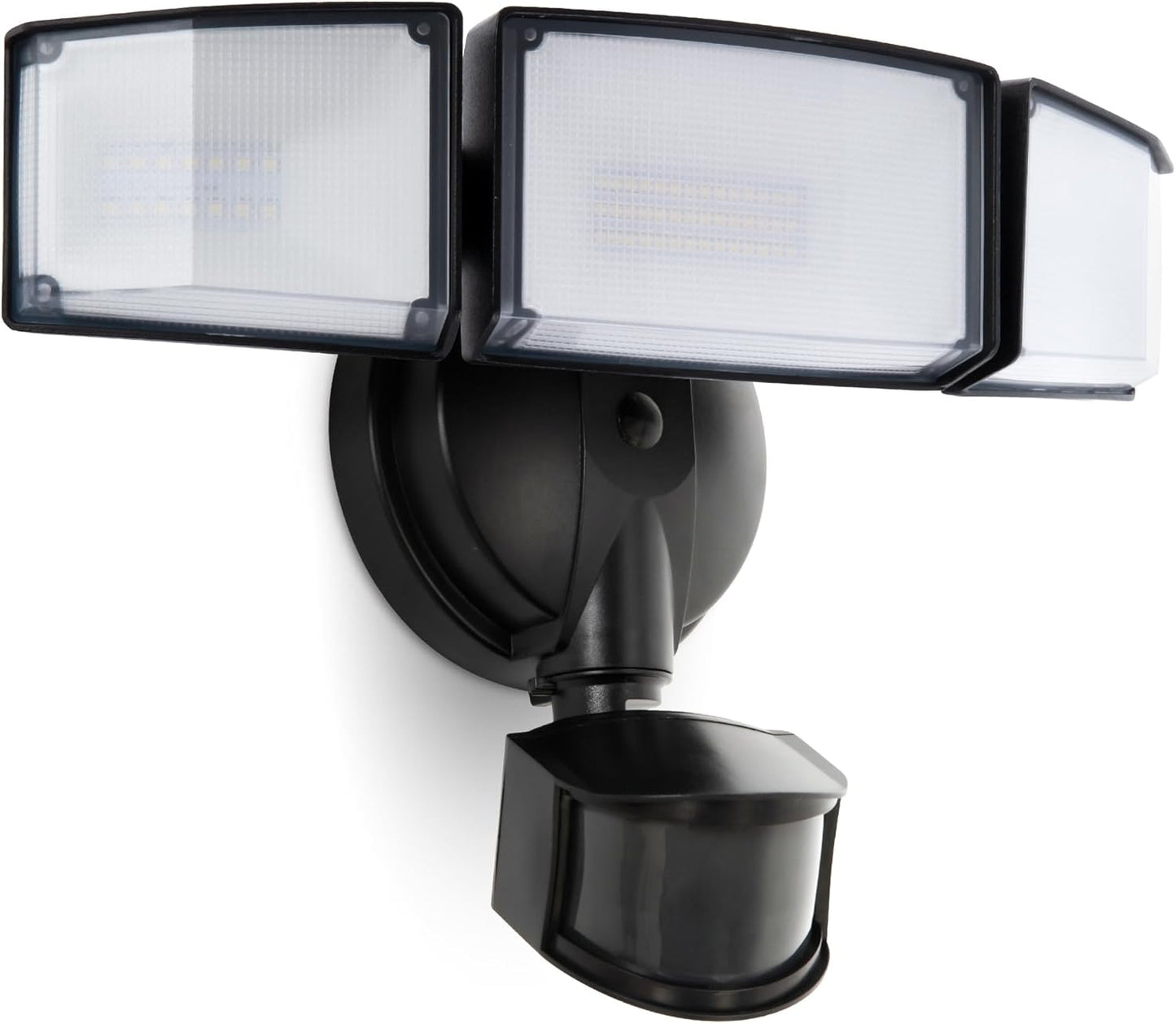 UME 49W LED Security Lights Motion Sensor Light Outdoor, 5000K Daylight, IP65 Waterproof, Dusk to Dawn, 3 Head Motion Detected Flood Light for Garage, Yard, Porch (Black)