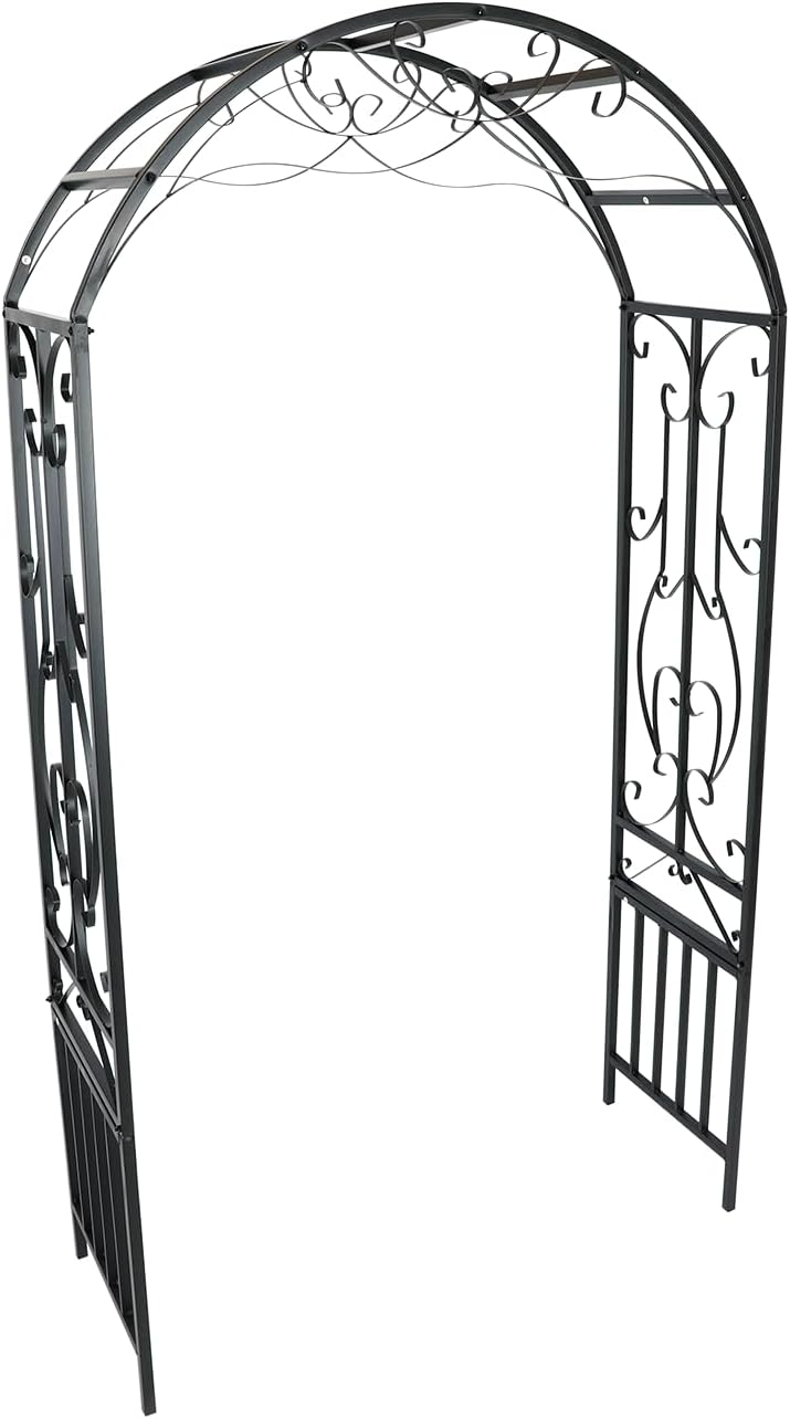 Metal Garden Arch 7.2ft Wide X 3.11 ft High Garden Arbor for for Climbing Plants Roses Vines, Outdoor Garden Lawn Backyard Patio, Garden Wedding Party Decoration