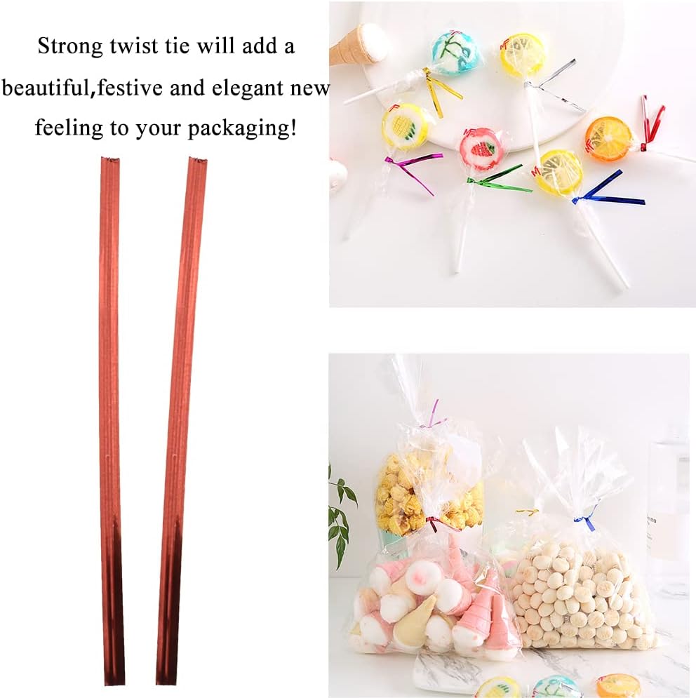HAHIYO 300Pcs 4 Inches Red Metal Twist Ties for Bread, Candy, Coffee, Plant Garden, Cellophane Treat Bags, Gift Wrapping, Plastic Bags, Halloween Party, Cake Present, Art Crafts