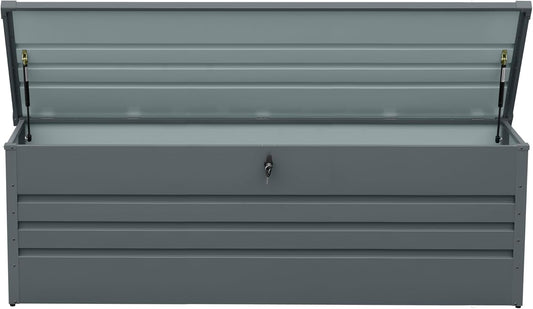 260 Gallon Waterproof Outdoor Storage Box, Extra Large Outside Metal Deck Storage Box for Patio Cushions, Garden Tools, Pool Supplies