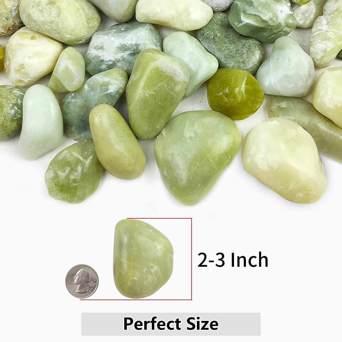20lbs Jade River Rocks for Landscaping, 2-3 Inch Natural Pebbles for Indoor Plants, High Polished Decorative Stones Vase Filler Fish Tank Aquariums Garden Outdoor and Indoor DIY