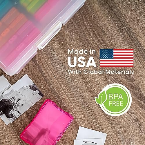IRIS USA Photo Storage Box |Made in USA| 16 Cases - (2-Pack) - Pearl/Multi