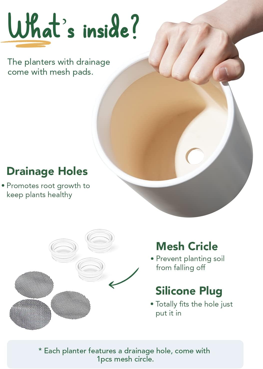 LE TAUCI Ceramic Pots for Plants, 10+8+6 Inch Indoor Plant Pots, Modern Planters for Indoor Plants Home Office, Cylinder Round Planters with Drainage Hole and Plug, Set of 3, White