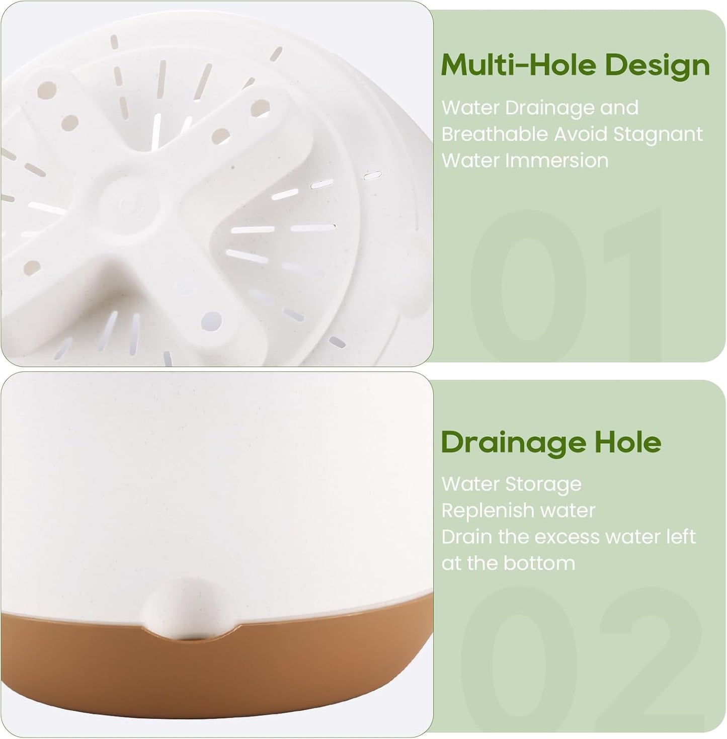 12/10/8 Inch Hanging Planter, Hanging Plastic Plant Self Watering Pot with Drainage Holes and Saucers, Hanging Baskets Flower Pots for Indoor Outdoor Garden Plants and Flowers,Set of 3-White