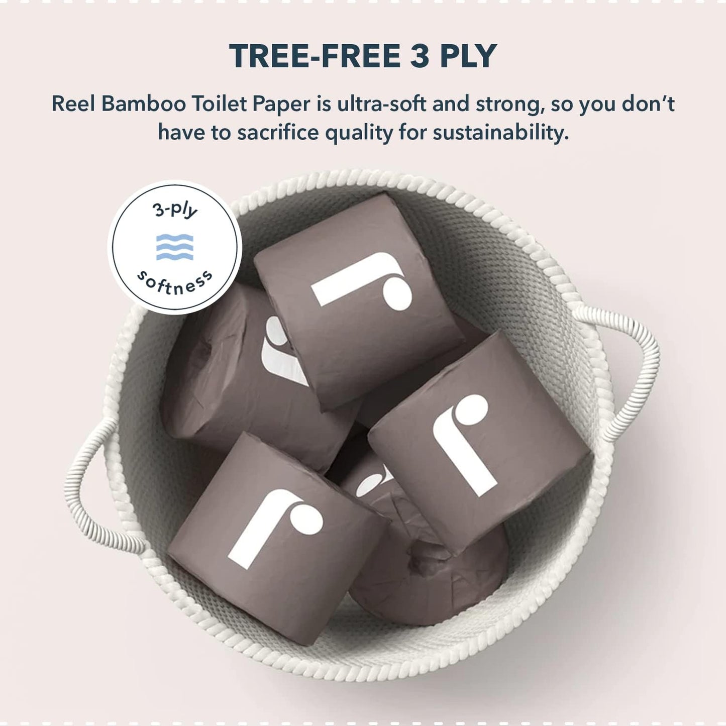 Bulk Reel Premium Toilet Paper - 2 Pack - 48 Rolls of Toilet Paper - 3-Ply Made From Tree-Free - Zero Plastic Packaging