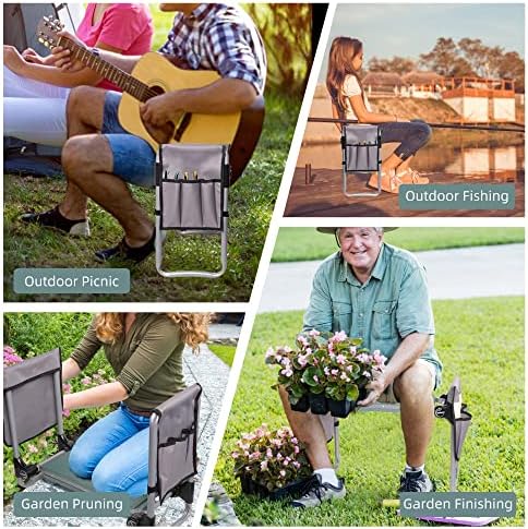 New Generation Garden Kneeler and Seat, Foldable Gardening Stool with 2 Tool Pouches and EVA Foam Pad, Gardening Gifts for Parents Seniors, Lightweight & Heavy Duty, Green