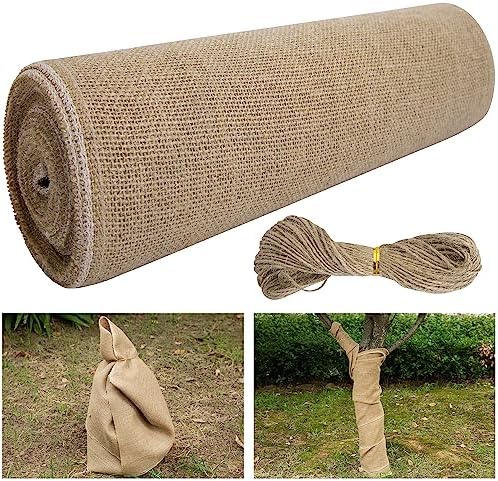 15.7''x19.7ft Natural Burlap Tree Wrap Rolls, Fabric Tree Trunk Protector
