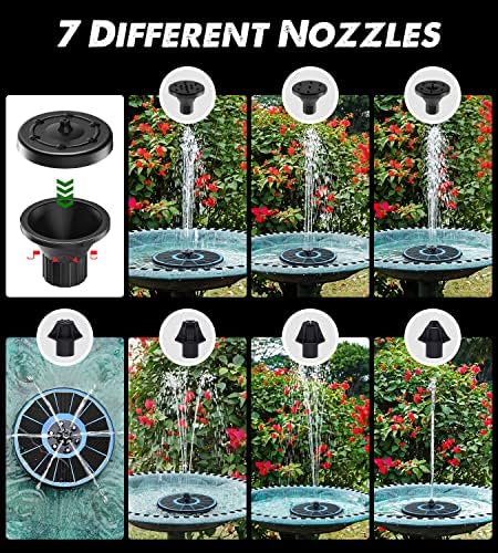 Yzert Solar Fountain Glass Panel with 2200 mah Battery, 3.5W Floating Solar Water Fountain with 4 Fixed Rods, Solar Pump for Bird Bath, Garden, Pond, Pool, Outdoor (Blue Panel White Lights)
