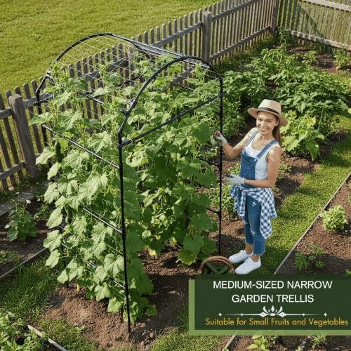 79" Tall Metal Cucumber Trellis Arch Sturdy Frame for 4FT Raised Garden Bed