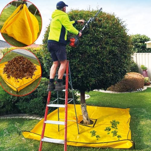 Leaf Tarp for Collecting Leaves - 6.5x6.5ft Landscape Garden Tree Pruning Tarp with Webbing Handles, Corner Buckles for Easy Leaf Collection Fruit Catcher for Trees