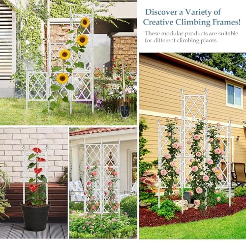 5.25FT White Garden Trellis for Climbing Plants Outdoor