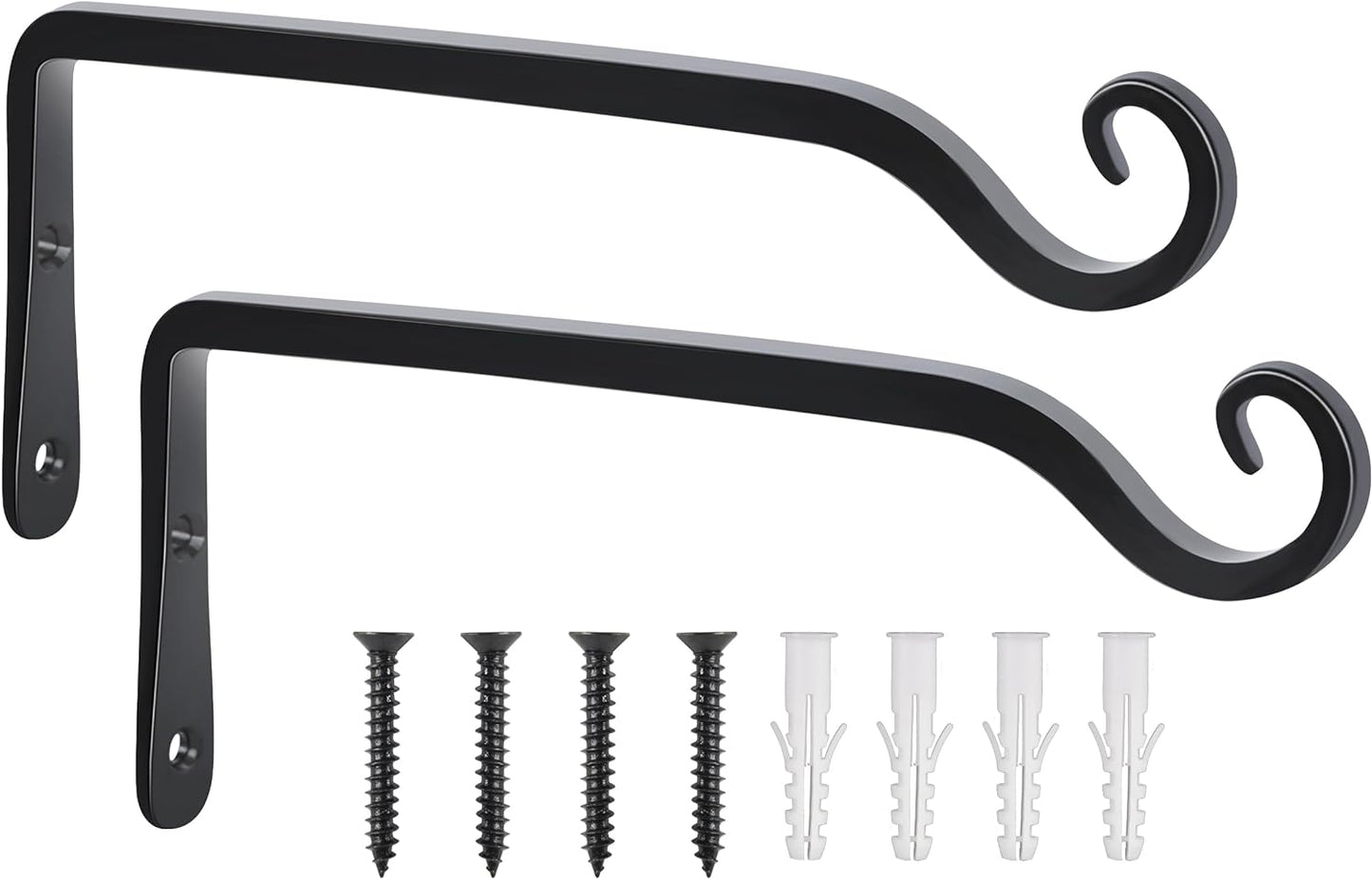 Gtongoko 2 Pack 10 Inch Metal Plant Hangers Wall Hooks for Hanging Plant Brackets, Outdoor Hooks for Hanging Bird Feeders, Flower Baskets, Lanterns, Wind Chinme, Solar Lamps