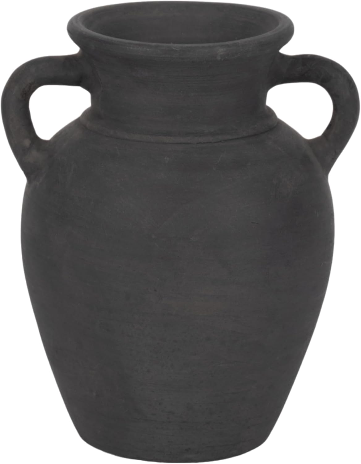 Sagebrook Home Black Boho Terracotta Vase - Amphora-Style Decorative Flower Holder for Home, Office & Living Room - 9" Black