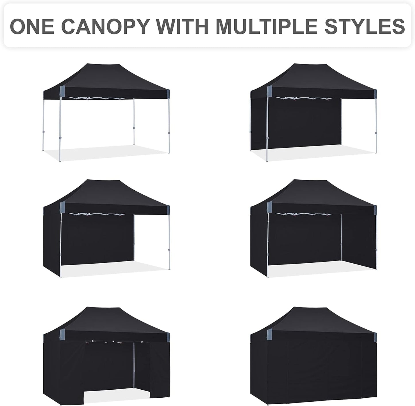 pop up Canopy Tent 10x15, Eazy up Outdoor Patio Canopy Tent with sidewalls, Heavy Duty Commercial Instant Canopy Tent with Sand Bags for Deck, Party, Camping， Backyard, Playground, Black